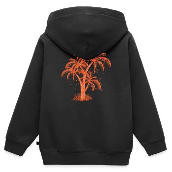 Palmen und Sterne - Kinder Premium Organic Zip Hoodie - Schwarz - Hinten - AI Model Kid Male (0cm)