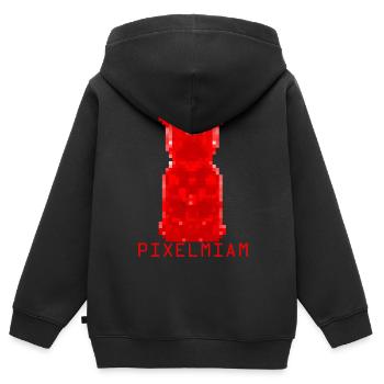 pixel nounours - Sweat Premium à capuche zippé enfant bio - noir - Dos - AI Model Kid Male (0cm)