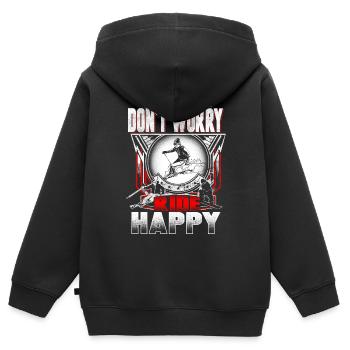 ski heureux - Sweat Premium à capuche zippé enfant bio - noir - Dos - AI Model Kid Male (0cm)