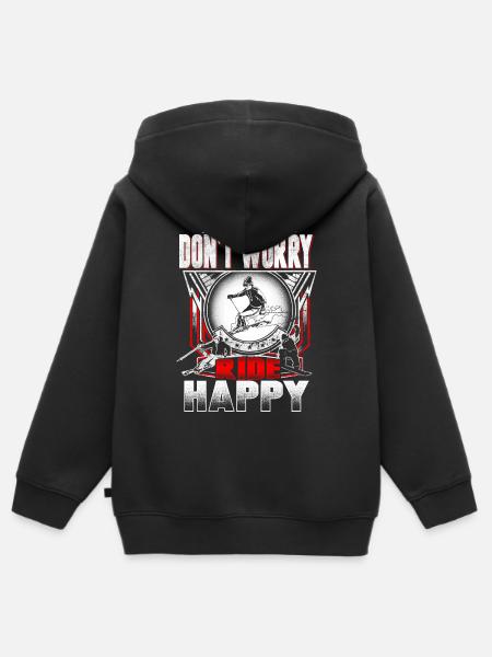 Ski happy - Kinder Premium Organic Zip Hoodie - Schwarz