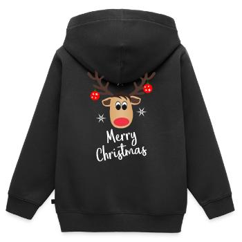 Rentier Merry Christmas Weihnachten Geschenk - Kinder Premium Organic Zip Hoodie - Schwarz - Hinten - AI Model Kid Male (0cm)
