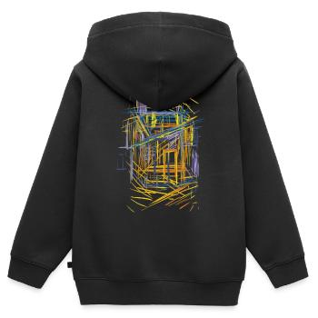 Architektur Skizze - Kinder Premium Organic Zip Hoodie - Schwarz - Hinten - AI Model Kid Male (0cm)