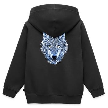 Cooler Wolf Kopf Wolfskopf Tier coole Tiere - Kinder Premium Organic Zip Hoodie - Schwarz - Hinten - AI Model Kid Male (0cm)
