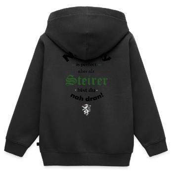 Steiermark - Kinder Premium Organic Zip Hoodie - Schwarz - Hinten - AI Model Kid Male (0cm)