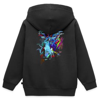 art - Sweat Premium à capuche zippé enfant bio - noir - Dos - AI Model Kid Male (0cm)