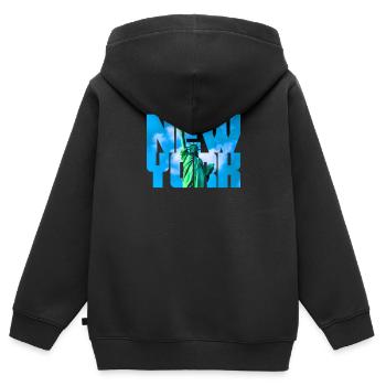 Statue de la Liberté New York - Sweat Premium à capuche zippé enfant bio - noir - Dos - AI Model Kid Male (0cm)