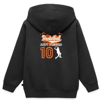 Le futur du basketball vient d'avoir 10-10 ans de cadeau d'anniversaire - Sweat Premium à capuche zippé enfant bio - noir - Dos - AI Model Kid Male (0cm)