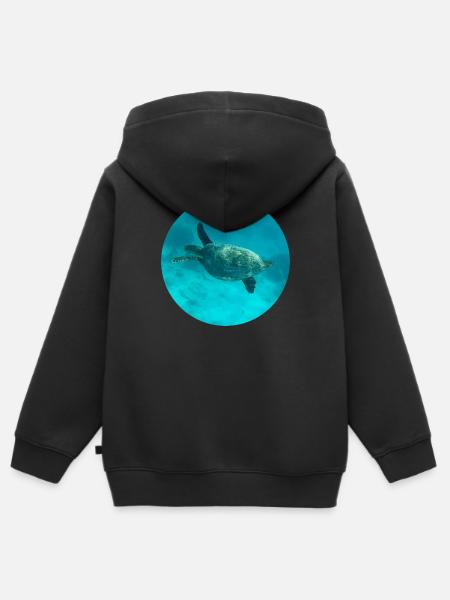 Sea Turtle - Kinder Premium Organic Zip Hoodie - Schwarz