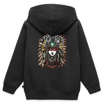 Indianer - Kinder Premium Organic Zip Hoodie - Schwarz - Hinten - AI Model Kid Male (0cm)