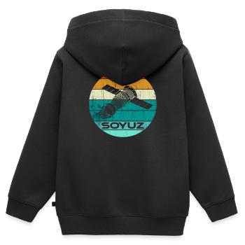 Vaisseau spatial Soyouz Union soviétique - Sweat Premium à capuche zippé enfant bio - noir - Dos - AI Model Kid Male (0cm)