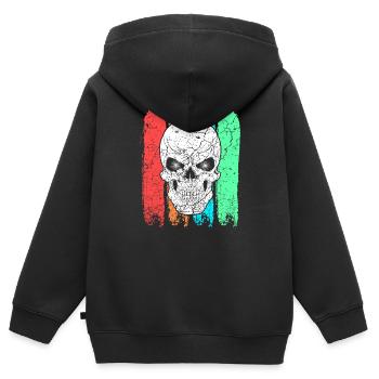 Totenkopf Bunt Farbig - Kinder Premium Organic Zip Hoodie - Schwarz - Hinten - AI Model Kid Male (0cm)