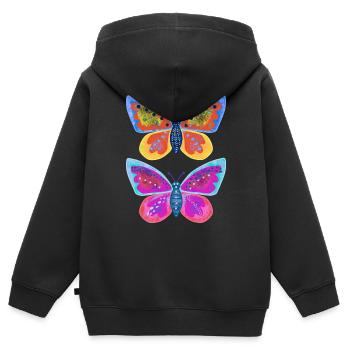 Huebsche Schmetterlinge - Kinder Premium Organic Zip Hoodie - Schwarz - Hinten - AI Model Kid Male (0cm)