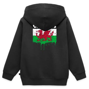 Wales Flagge - Kinder Premium Organic Zip Hoodie - Schwarz - Hinten - AI Model Kid Male (0cm)