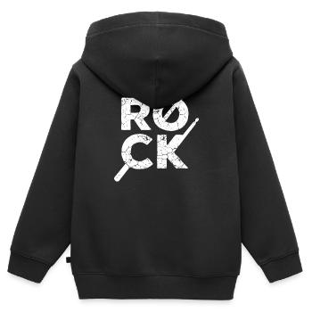 Rock Rocker Schlagzeug Schlagzeuger - Kinder Premium Organic Zip Hoodie - Schwarz - Hinten - AI Model Kid Male (0cm)