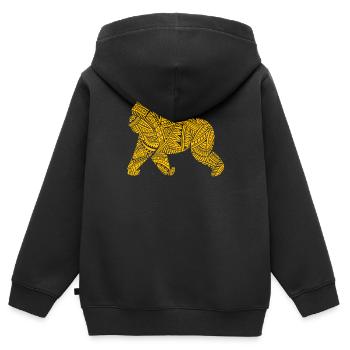 Tatouages tribaux gorilles maoris - Sweat Premium à capuche zippé enfant bio - noir - Dos - AI Model Kid Male (0cm)