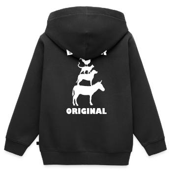 Musiciens de Brême - Sweat Premium à capuche zippé enfant bio - noir - Dos - AI Model Kid Male (0cm)