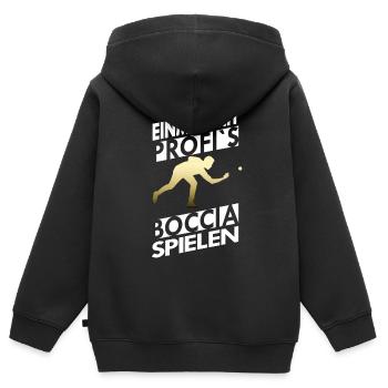 Einmal mit Profi s Boccia spielen - Kinder Premium Organic Zip Hoodie - Schwarz - Hinten - AI Model Kid Male (0cm)