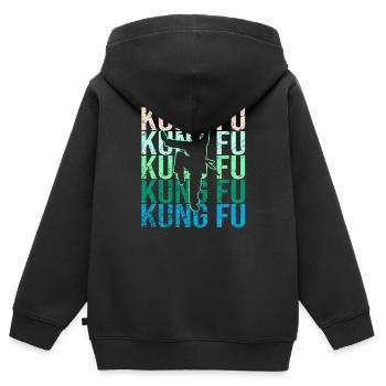 Kung Fu - Kinder Premium Organic Zip Hoodie - Schwarz - Hinten - AI Model Kid Male (0cm)