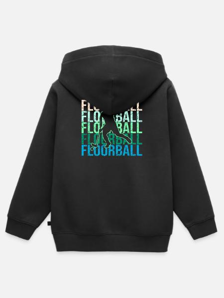 Floorball - Kinder Premium Organic Zip Hoodie - Schwarz