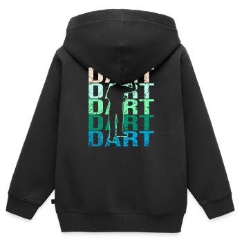 Fléchettes fléchettes - Sweat Premium à capuche zippé enfant bio - noir - Dos - AI Model Kid Male (0cm)