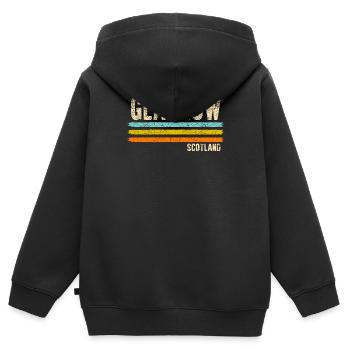 Glasgow Ecosse - Sweat Premium à capuche zippé enfant bio - noir - Dos - AI Model Kid Male (0cm)