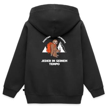 Wandern Faultier Wanderer - Kinder Premium Organic Zip Hoodie - Schwarz - Hinten - AI Model Kid Male (0cm)