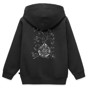 Playful Snow Tree in Black and White with Mandala - Kids Premium Organic Zip-up Hoodie - black - Back - AI Model Kid Male (0cm)