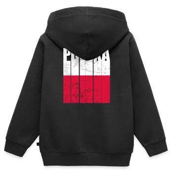 Pologne - Sweat Premium à capuche zippé enfant bio - noir - Dos - AI Model Kid Male (0cm)