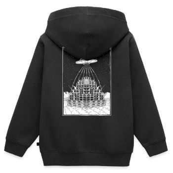 Rave Party Alien UFO Sound System - Kids Premium Organic Zip-up Hoodie - black - Back - AI Model Kid Male (0cm)