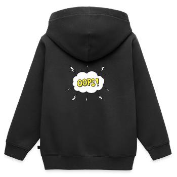 HOPPLA! Comic Bubble Cartoon Schriftart - Kinder Premium Organic Zip Hoodie - Schwarz - Hinten - AI Model Kid Male (0cm)