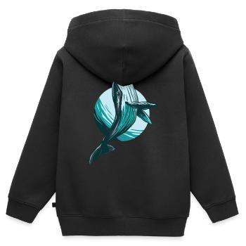 whale - Kids Premium Organic Zip-up Hoodie - black - Back - AI Model Kid Male (0cm)