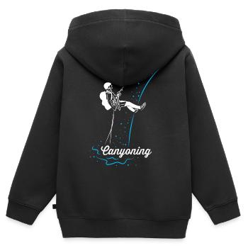 Canyoning - Kinder Premium Organic Zip Hoodie - Schwarz - Hinten - AI Model Kid Male (0cm)