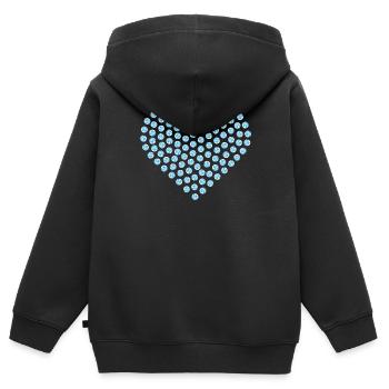 diamant coeur bleu grand - Sweat Premium à capuche zippé enfant bio - noir - Dos - AI Model Kid Male (0cm)
