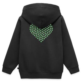 Diamant coeur vert grand - Sweat Premium à capuche zippé enfant bio - noir - Dos - AI Model Kid Male (0cm)