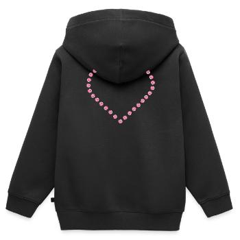 Diamant coeur contour rose - Sweat Premium à capuche zippé enfant bio - noir - Dos - AI Model Kid Male (0cm)