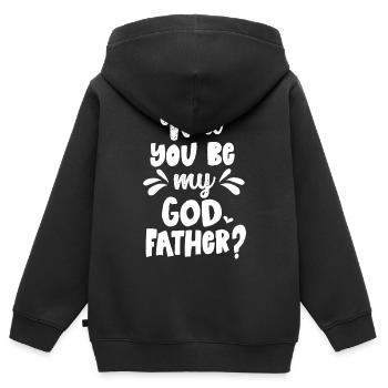 Les parrains demandent Suisse Parrain - Sweat Premium à capuche zippé enfant bio - noir - Dos - AI Model Kid Male (0cm)