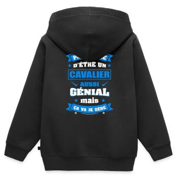 CAVALIER GÉNIAL - Sweat Premium à capuche zippé enfant bio - noir - Dos - AI Model Kid Male (0cm)