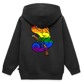 Chamäleon LBGT Gay Pride Bunt Sommer - Kinder Premium Organic Zip Hoodie - Schwarz - Hinten - AI Model Kid Male (0cm)