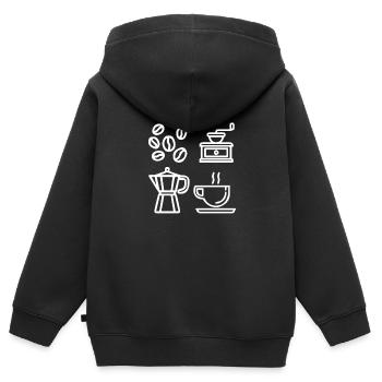 Café café café Café Espresso Au Lait - Sweat Premium à capuche zippé enfant bio - noir - Dos - AI Model Kid Male (0cm)