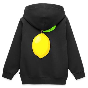 citron acide émotion émotion fruit citron - Sweat Premium à capuche zippé enfant bio - noir - Dos - AI Model Kid Male (0cm)