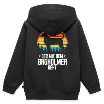 Broholmer Herrchen - Kinder Premium Organic Zip Hoodie - Schwarz - Hinten - AI Model Kid Male (0cm)