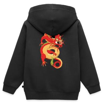Chinesischer Drache - Kinder Premium Organic Zip Hoodie - Schwarz - Hinten - AI Model Kid Male (0cm)