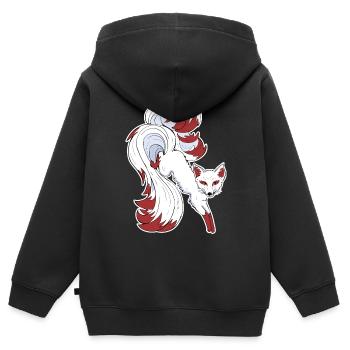 Nine-tailed fox - Kids Premium Organic Zip-up Hoodie - black - Back - AI Model Kid Male (0cm)