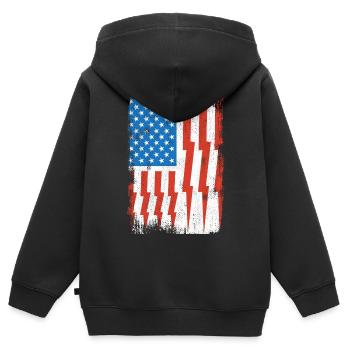 Elektriker US Flagge - Kinder Premium Organic Zip Hoodie - Schwarz - Hinten - AI Model Kid Male (0cm)