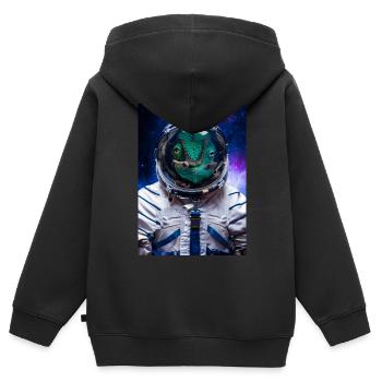 Panther Chameleon Astronaute Spaceman - Sweat Premium à capuche zippé enfant bio - noir - Dos - AI Model Kid Male (0cm)