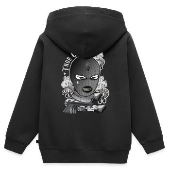 True crime - Kids Premium Organic Zip-up Hoodie - black - Back - AI Model Kid Male (0cm)