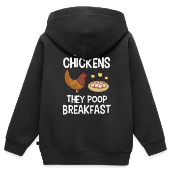 Huhn Hühner - Kinder Premium Organic Zip Hoodie - Schwarz - Hinten - AI Model Kid Male (0cm)