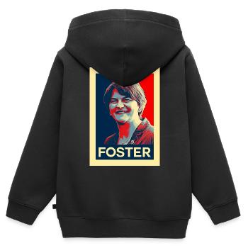Arlene Foster Irish Political Retro - Kinder Premium Organic Zip Hoodie - Schwarz - Hinten - AI Model Kid Male (0cm)