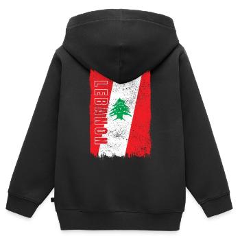 Drapeau vintage du Liban - Sweat Premium à capuche zippé enfant bio - noir - Dos - AI Model Kid Male (0cm)