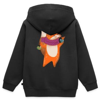 Fox Christmas - Kids Premium Organic Zip-up Hoodie - black - Back - AI Model Kid Male (0cm)